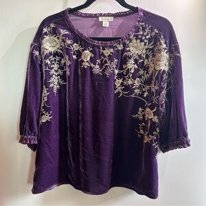 Sundance Purple Velvet Embroidered Top silk and Viscose